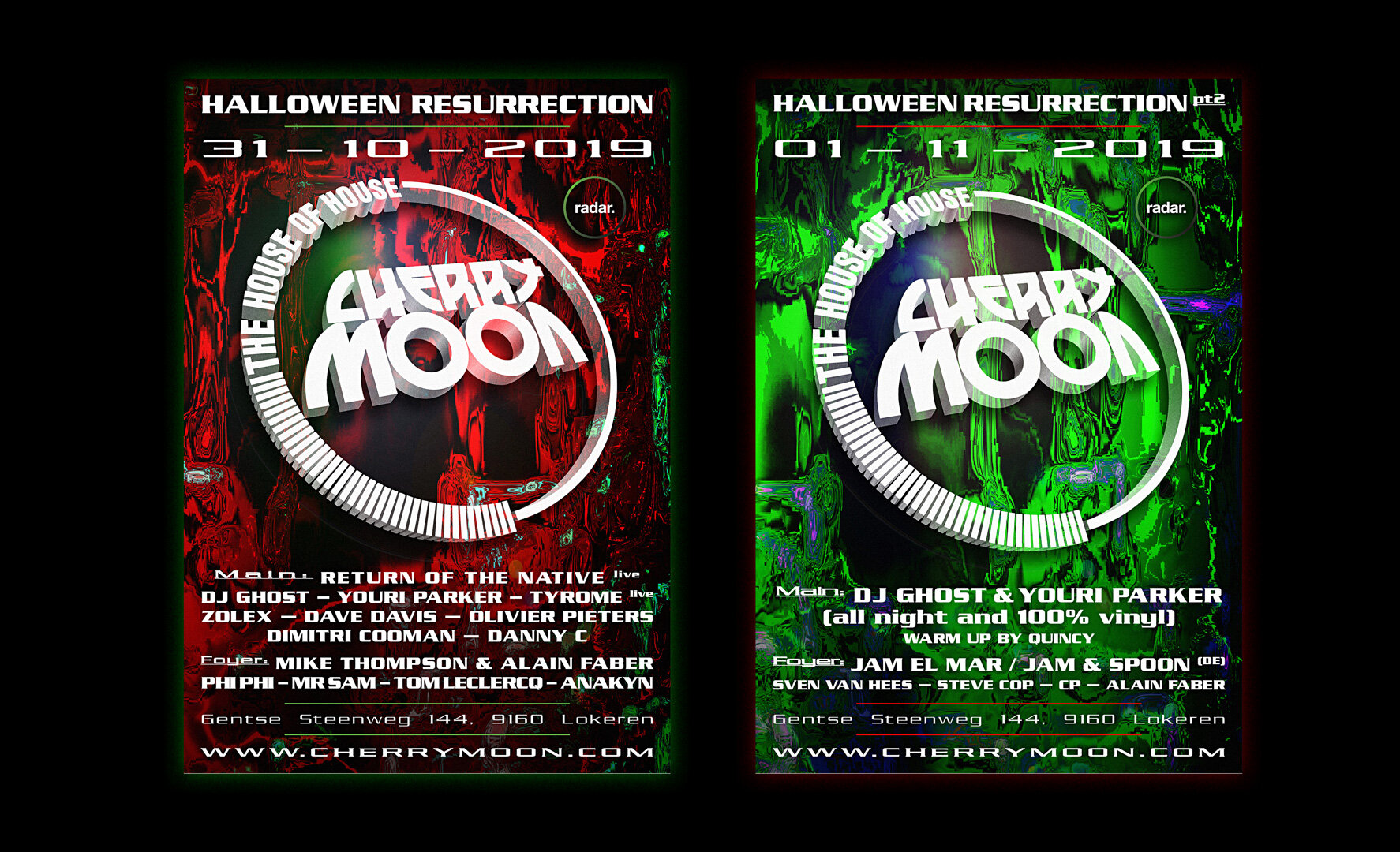 Retro Poster Designs for Cherry Moon, hosted by Radar.