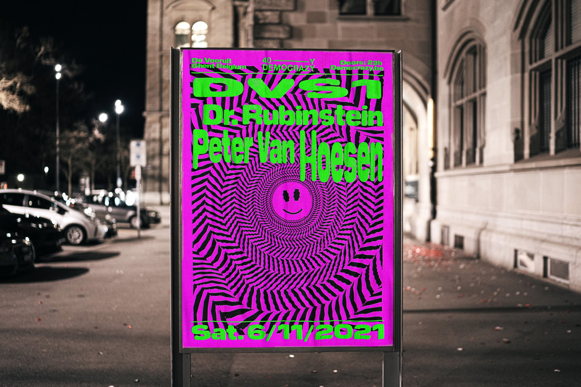dvs1 rubinstein petervanhoesen democrazy rave techno poster
